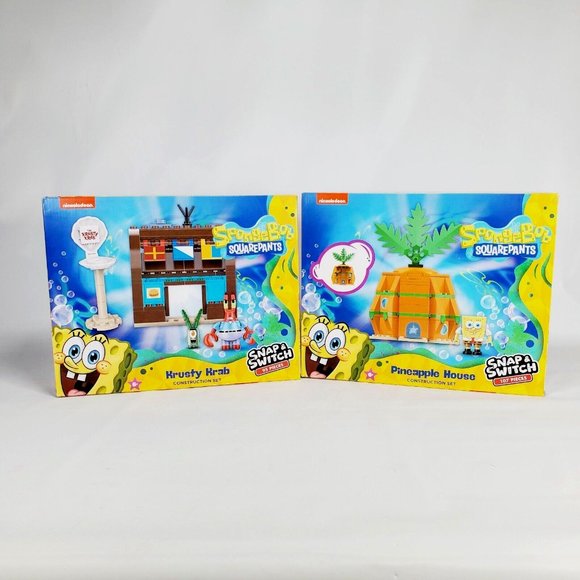 Snap & Switch Other - Spongebob Squarepants Construction Sets Krusty Krab & Pineapple House NEW